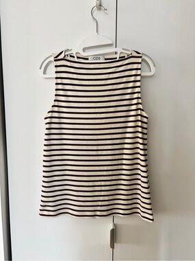 COS Cream and Brown Striped Tank